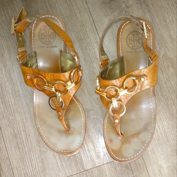 Tory Burch Women's Thong Cognac Cork Sandals - Picture 1 of 11
